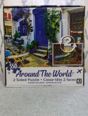 casse-tête double face soleil et porte bleue