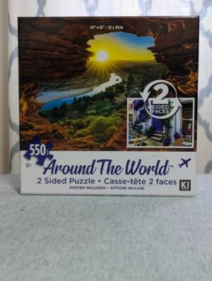 casse-tête double face soleil et porte bleue