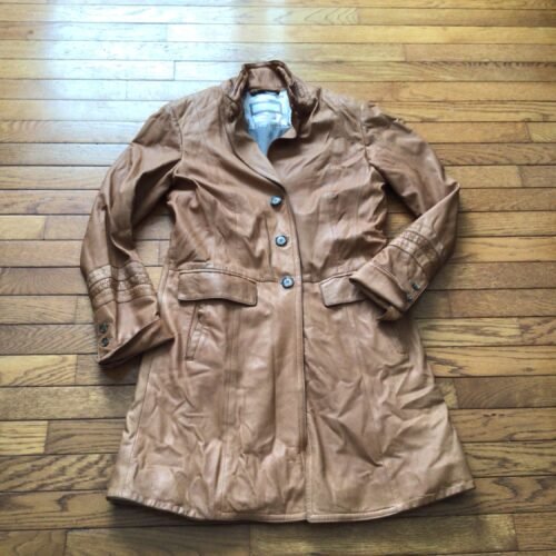 SCHYIA très beau manteau / gr 38/ semble small/ cuir véritable/ 2 minis taches peu visibles