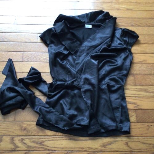 Chemisier satiné Suzy Shier noir xSmall tres beau!