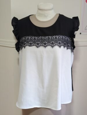 blouse noire et blanche Shein Curve 1XL