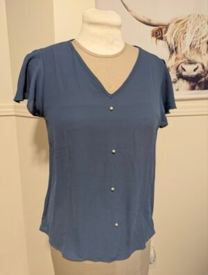 blouse bleu-grise avec perles SHEIN