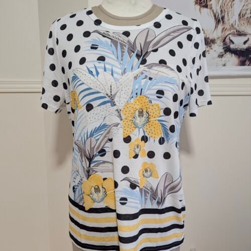 t-shirt fleurs, pois et brillants, XXL