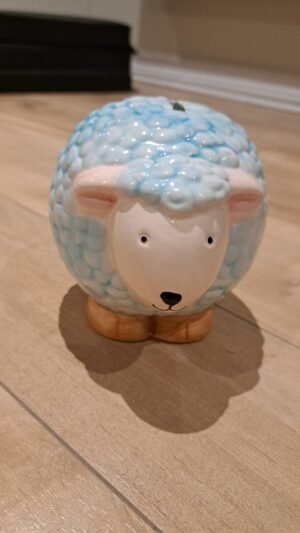 Tirelire mouton - bleu ciel - super état