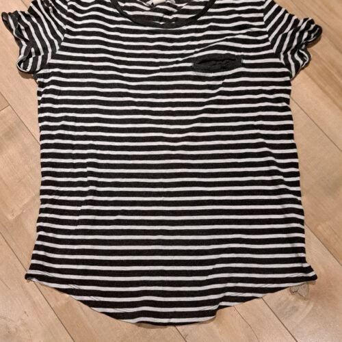 T-Shirt rayé blanc et charcoal- H & M - XS