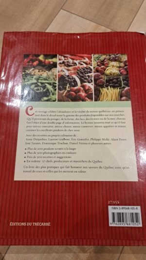 Livre recette : Les produits du marché au Québec- couverture un peu abîmée