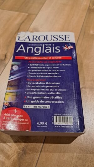 Dictionnaire Larousse anglais-français de poche, couverture arrière un peu abîmée