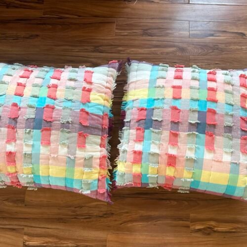 Énormes coussins marque Anthropologie 25 po x 25 po parfait état !!!