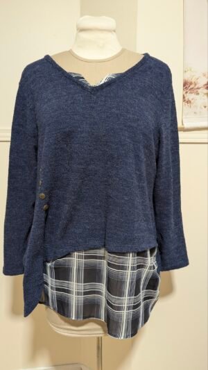 chandail bleu 2 tissus, Claire France 2X