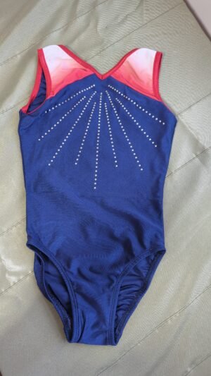 Leotard de gymnastique bleu et rouge,  gr 8