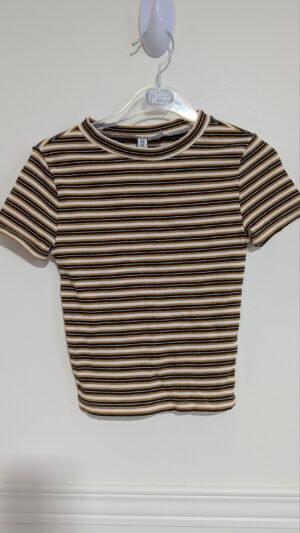 chandail rayé orange/noir/blanc