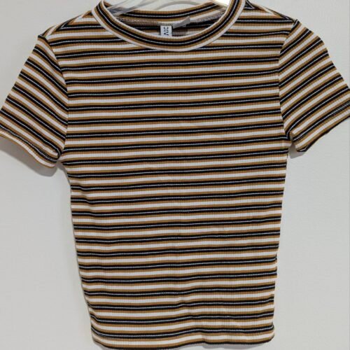 chandail rayé orange/noir/blanc