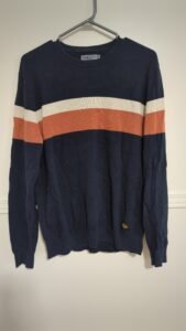 chandail bleu rayé beige et orange , DJAB par Simons