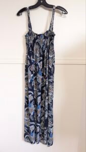 robe avec bustier élastique bleu marine fleurie