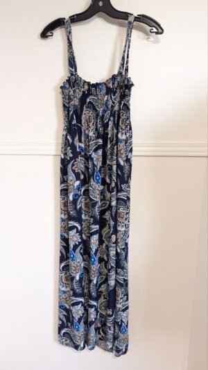 robe avec bustier élastique bleu marine fleurie