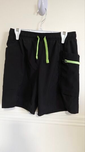 short Russel XL (14-16), noir et vert fluo