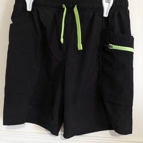short Russel XL (14-16), noir et vert fluo