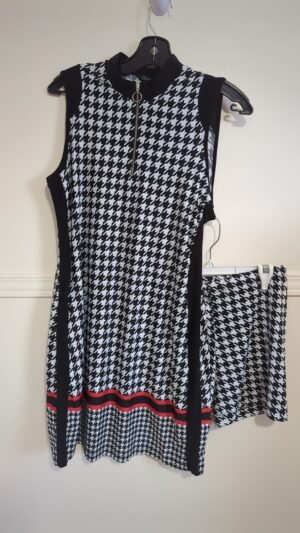 Robe et short assorti " pieds de poules" noir et blanc