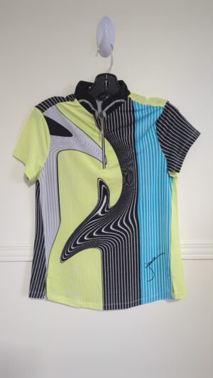 chandail de vélo 🚴‍♀️ , jaune fluo, bleu et noir