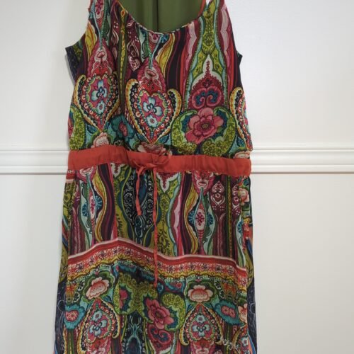 Robe fleurie Desigual, tons verts et orangé, semble small