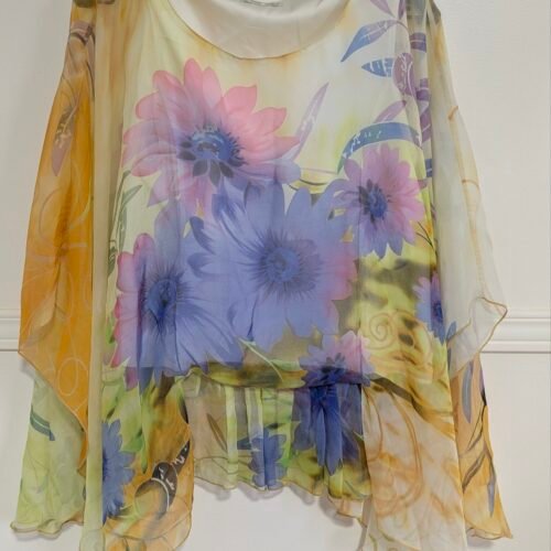 Haut coloré, manches transparentes, semble small ou médium