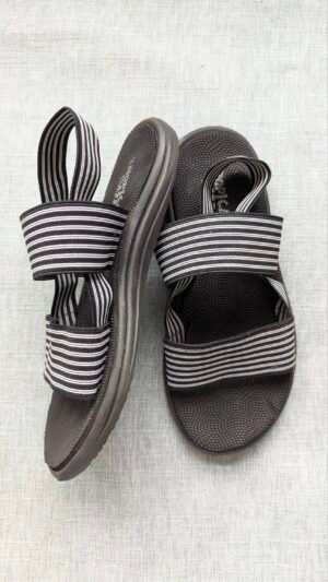 sandales Tropical Daze, noires lignées blanches, gr 6