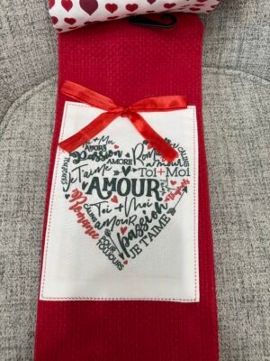 Duo de linges à vaisselle avec emporte-pièce en forme de ♥️