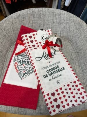 Duo de linges à vaisselle avec emporte-pièce en forme de ♥️